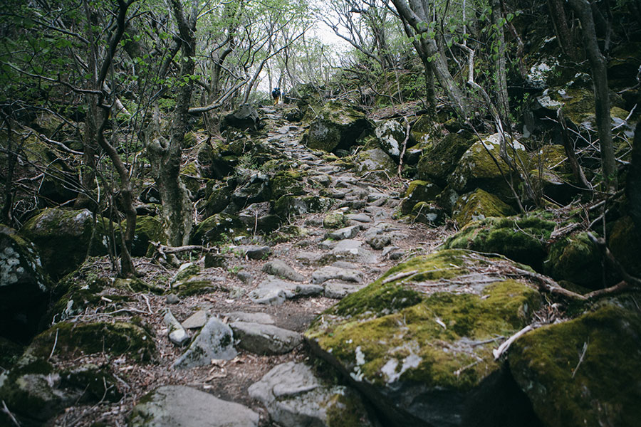 鍋割坂の峠付近の石段